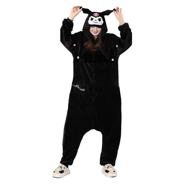 Kuromi Cosplay Kostym Kvinnor Kigurumi Pyjamas Halloween Tecknad Onesies Barn Kawaii Flanell Hemkläder För Julfest Flickor Present kuromi 110