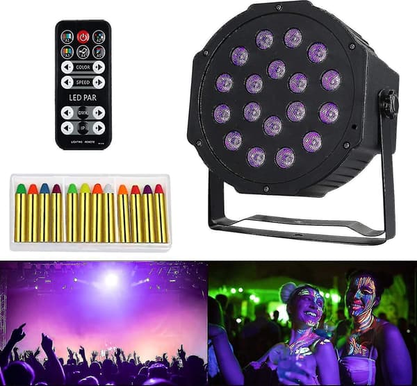 Uv Black Light Light 18leds 12st Scen Light 5 Mode Projektor Fjärrkontroll Lila Light null none