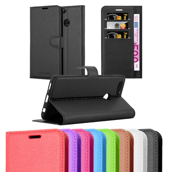 Honor 7X Sleeve Cover Case Case - med kortplatser och stativfunktion PHANTOM BLACK 7X