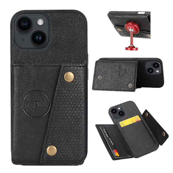 Phone case med dubbelt spänne för iPhone 15 Plus Black