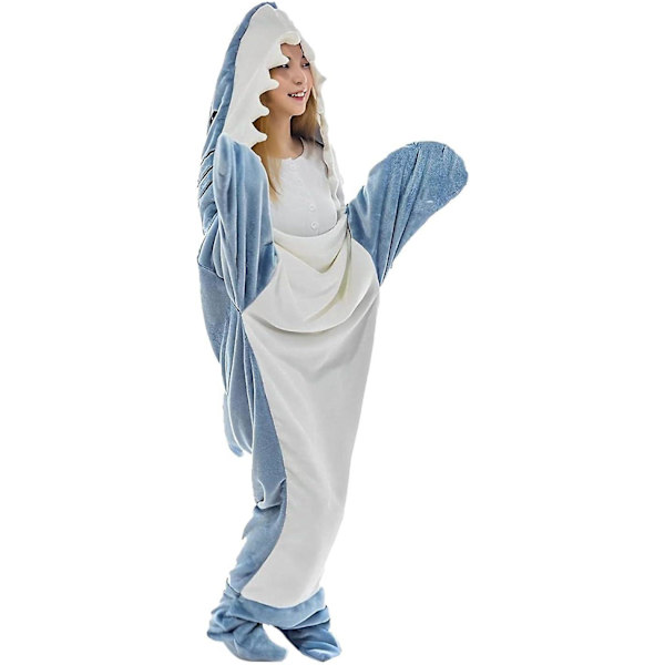 Shark Blanket Hoodie Shark Filt Super Mjuk Mysig Flanell Hoodie Shark Sovsäck Söt Shark Onesie Filt Shark Tail Bärbar Fleece Th L