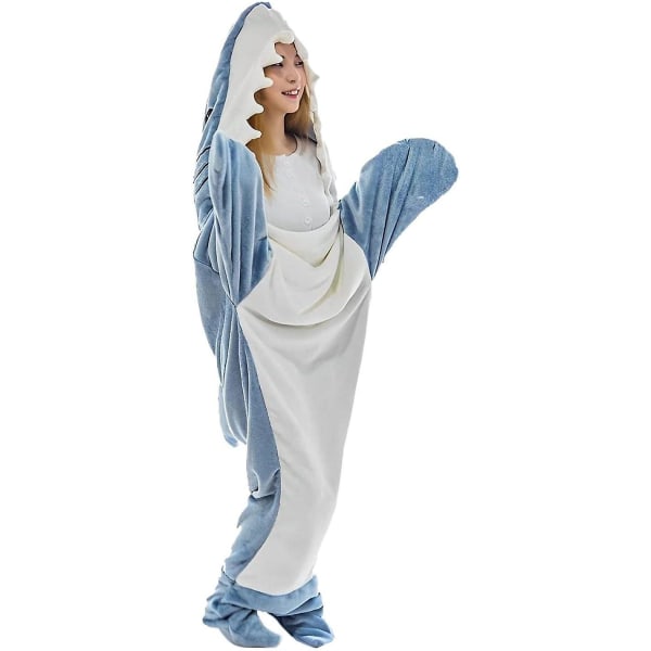 Shark Blanket Hoodie Shark Filt Super Mjuk Mysig Flanell Hoodie Shark Sovsäck Söt Shark Onesie Filt Shark Tail Bärbar Fleece Th M