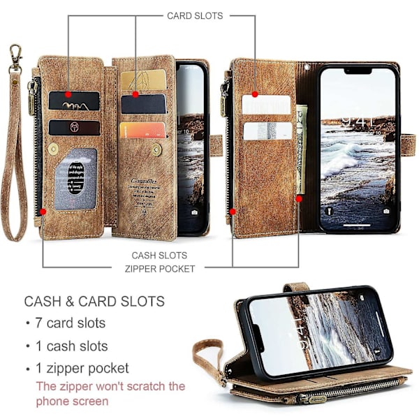 Multifunktionellt case för iPhone 15 Brown