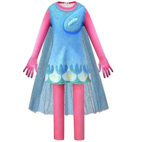 Trolls 2 Barndräkt För tjejer Prinsessklänning Barn Cosplay Trolls Poppy Festklänningar Vestido Fantasia Infantil Tjejkläder only dress 130