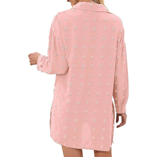 Dam Beach Cover Up Roll-up ärm Button Down Shirts Baddräkt Cover Up