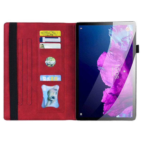 För Lenovo Tab M10 5g Case Fullt skydd Pu Läder Cover med plånboksställ Red