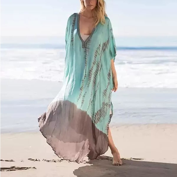 Kvinnor Plus Size Strandklänningar Kaftan V-ringad Print Turkisk Robe Kaftan Lång