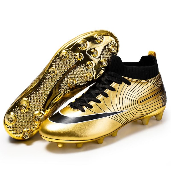 KIDENG Fotbollsskor för män Fotbollsskor med hög ankel för vuxna Grästräning Sport Skor Sneakers Yj32751G Gold 34