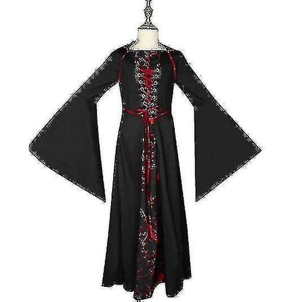 Vampyrdräkt Halloween för flickor Vampyrklänning Queen Kostymer Red 130cm