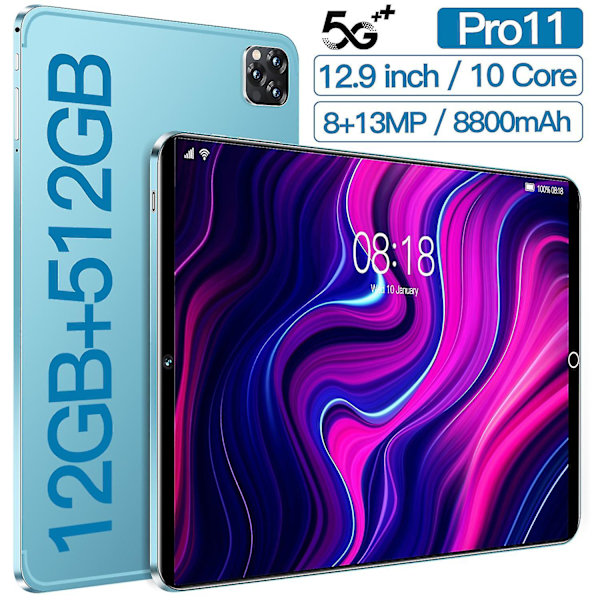 Pro11 12gbram + 512gbrom 12,9 tum Android OS 12.0 Blue