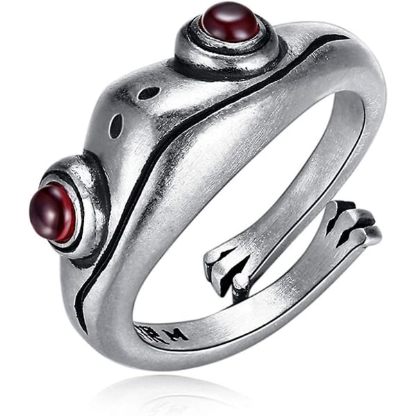 Vintage Silver Animal Open Ring, Justerbar Groda, Orm, Drake, Cat Finger Ring För Kvinnor Män Tonåring Flickor Pojkar Mode Festsmycken red eye frog none