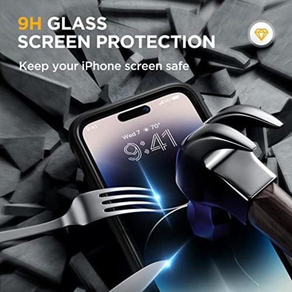 Miracase Glass Series Designad för iPhone 14 Pro Max Case 6,7 tum, [2023 Upgrade] Bumper Case med inbyggd 9H härdat glas Scr Black-A