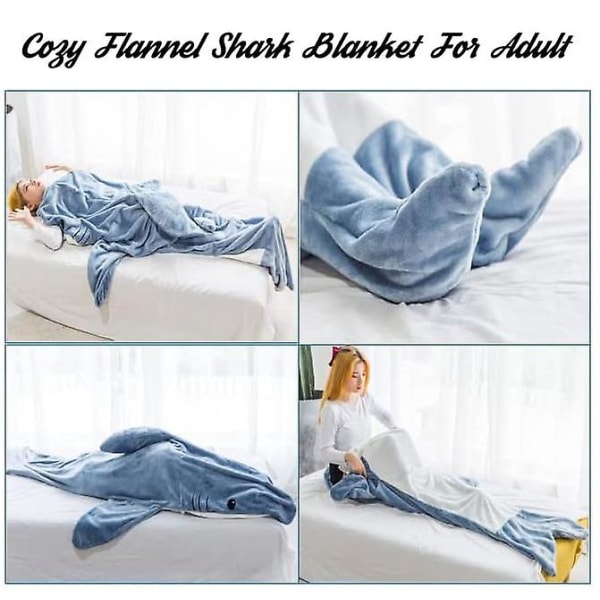 Shark Blanket Hoodie Vuxen - Shark Onesie Adult Bärbar Filt - Shark Filt Super Soft Mysig Flanell Hoodie Shark Sovsäck XL