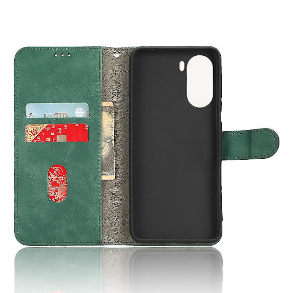 För Zte Blade V40 Design Anti-drop Tpu+pu Läder Phone case Stativ Plånbok Skin-touch Feeling Cover Green
