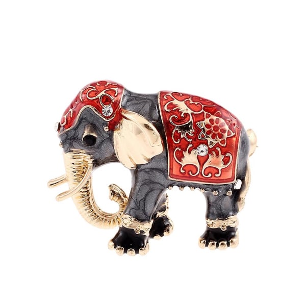 1 st Elephant Breastpin Strass Breastpin Creative Brosch Pin Red 3X2.7cm