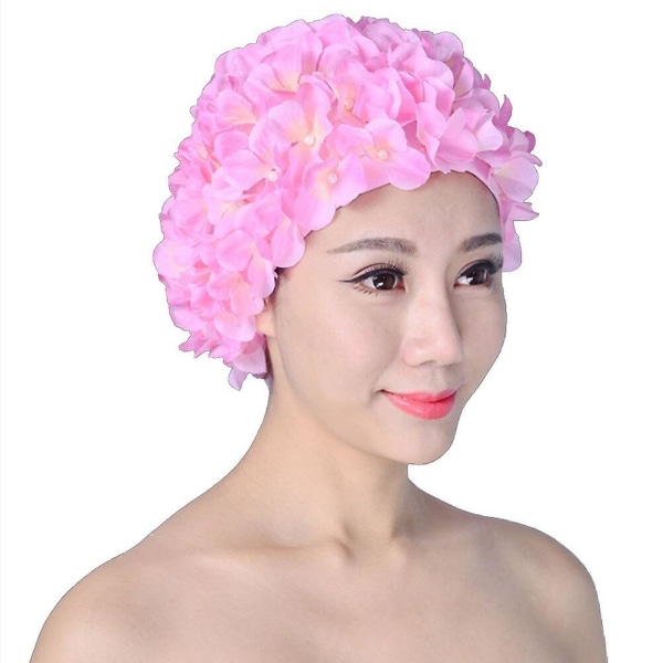 Kvinnor Vattensporter Andas Handgjorda Unik Elastisk Solid Långt hår Blomskydd Dykning Fri storlek Cap Soft Beach purple