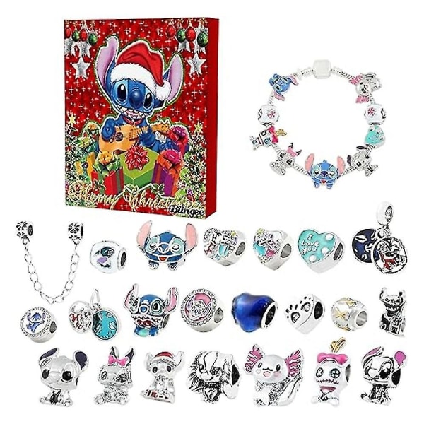 Anime Disney Lilo & Stitch Alloy Berlock Tillbehör Jul Adventskalender Armband Halsband Prydnadsföremål DIY Smycken Countdown Calendar-Y3 C