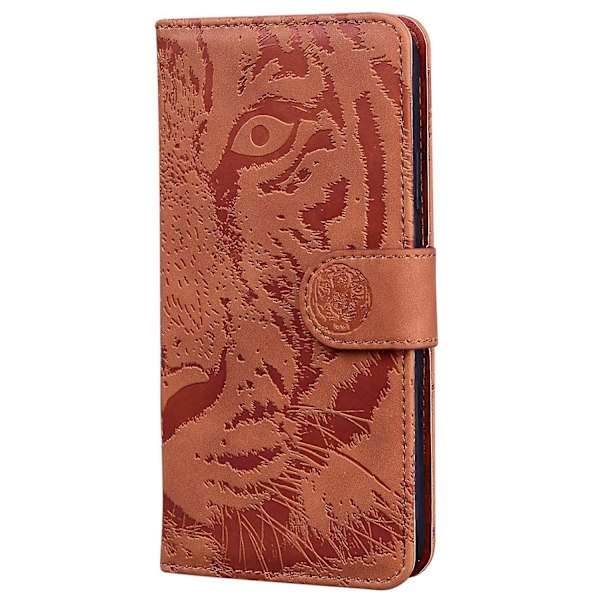 Tiger-präglat case för iPhone 15 Pro Brown