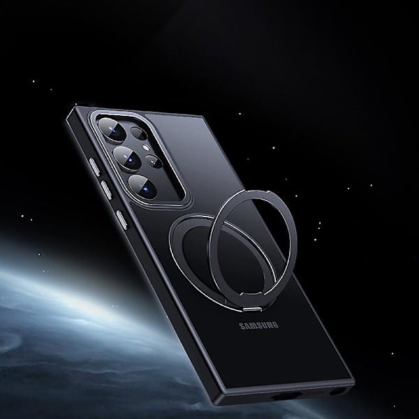 För Samsung Galaxy S23 Ultra Tpu+akryl Matt Phone case Roterbart Kickstand Cover kompatibelt med Magsafe Black