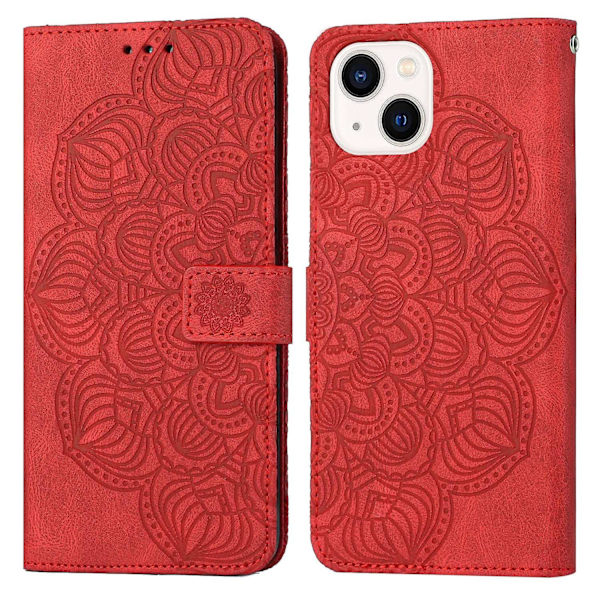 Mandala-präglat case till iPhone 15 Plus Red