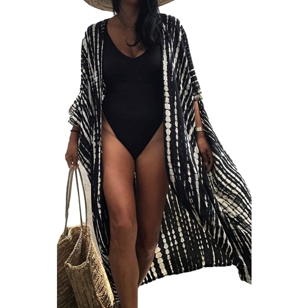 Kvinnor Long Beach Kimono Curve Fåll Lös öppen främre baddräkt cover upp