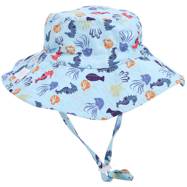 Snabbtorkande Bucket Hat Unisex Baby Boy Girl Outdoor Justerbar Beach Cap Bucket Hat blue seahorse M*50-54