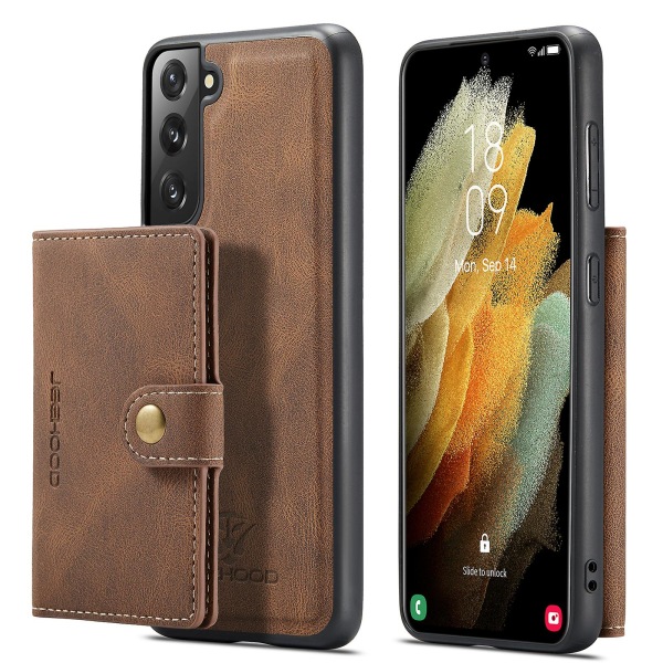 JEEHOOD Plånbok Avtagbar 2-i-1 phone case Läderbelagd TPU- cover för Samsung Galaxy S21 FE 5G null none