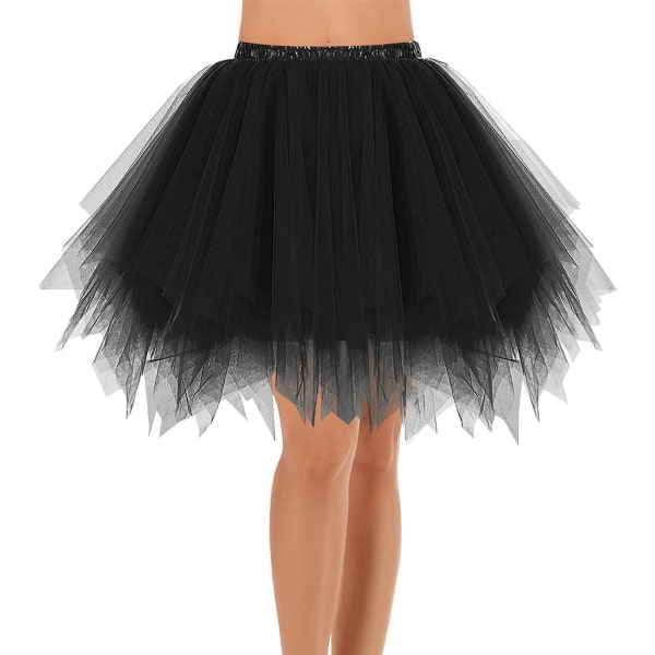 Vuxenkjol i tutu för kvinnor 1950-tals vintage underkjol i tyll, balett bubbelkjolar, kort för dans, cosplayfest Black M