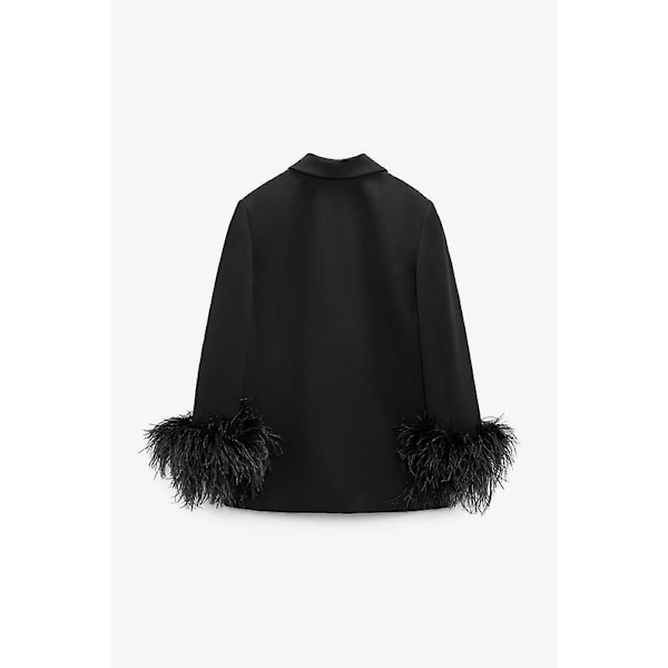 Kvinnors långärmad kavaj med öppen front för casual kontorsjacka black XS