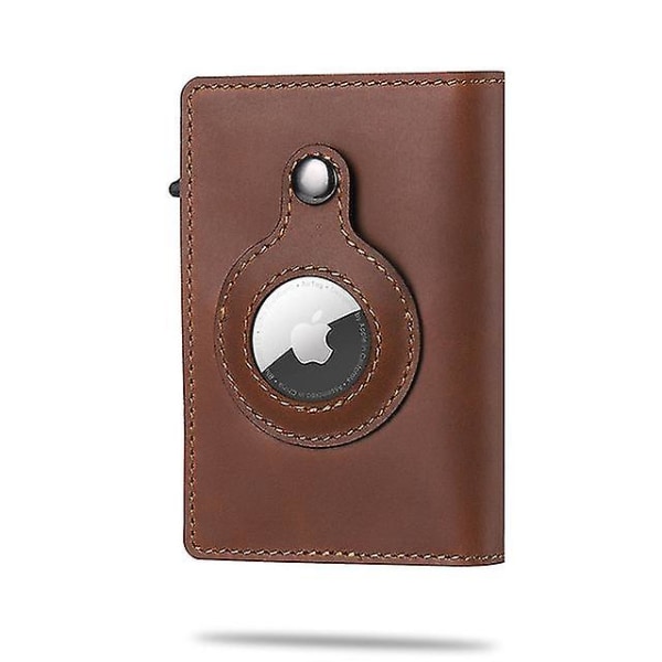 För Apple AirTag Plånbok Män Kolfiber Mode ID Kreditkortshållare Rfid Slim AirTag Slide Plånbok Designer Korthållare Brown