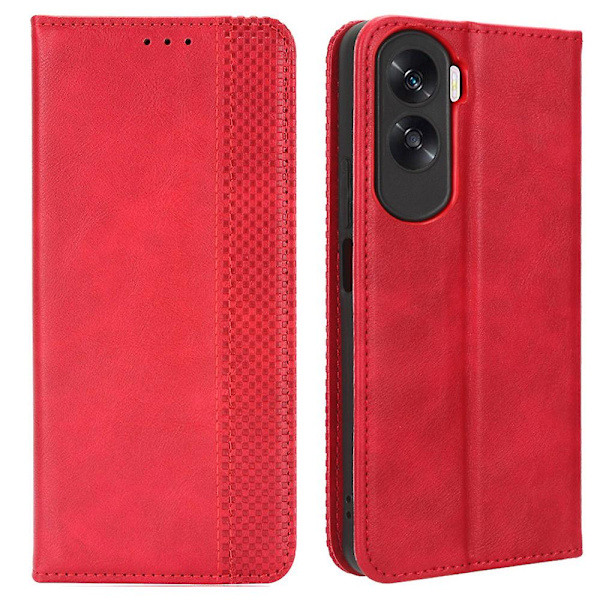 Case For Honor 90 Lite 5g/x50i 5g Magnetic Shell Retro Pu Läder Telefonplånbok Flip Cover Red