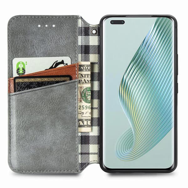 Case för Honor Magic 5 Pro Flip Wallet Flip Magnetic Protective Cover Plånbok Kompatibel med Honor Magic 5 Pro Case Grey