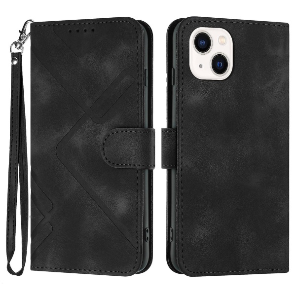 Line Pattern PU case för iPhone 15 Black