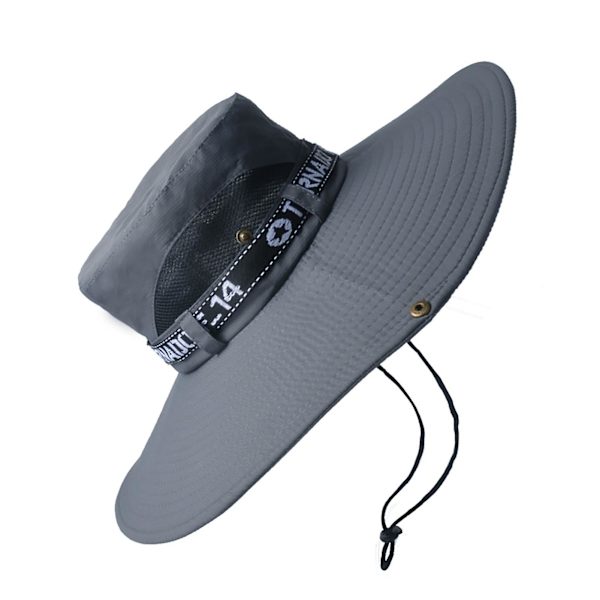 Fiskehatt Andas bomull Polyester Stor brättad solhatt för män Sommar bergsklättring Dark Grey