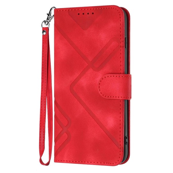 Line Pattern PU case för iPhone 15 Pro Red