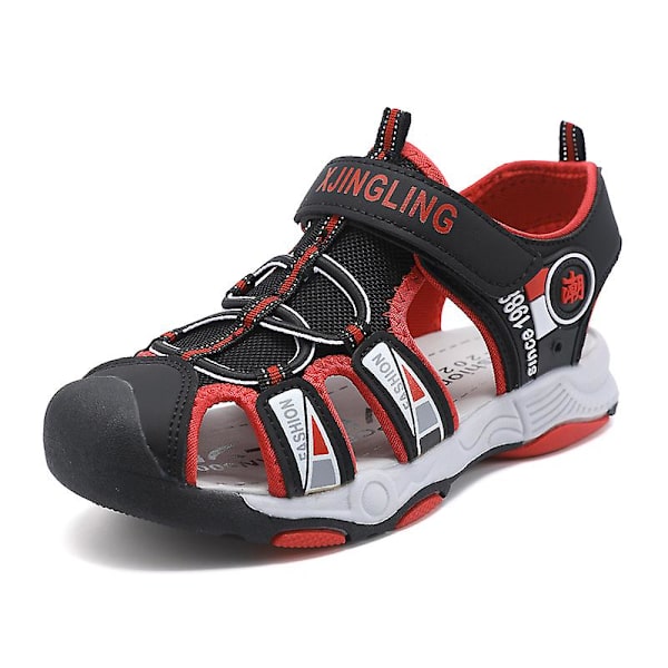 Barnsandaler Mode Halkfria strandskor Pojkar Flickor Antikrocktåhätta Cap Tx308 Red 34