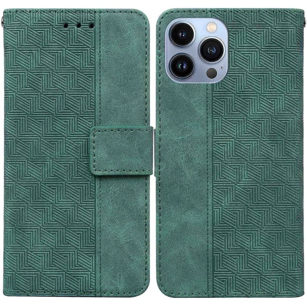 Geometriskt präglat case för iPhone 15 Pro Green