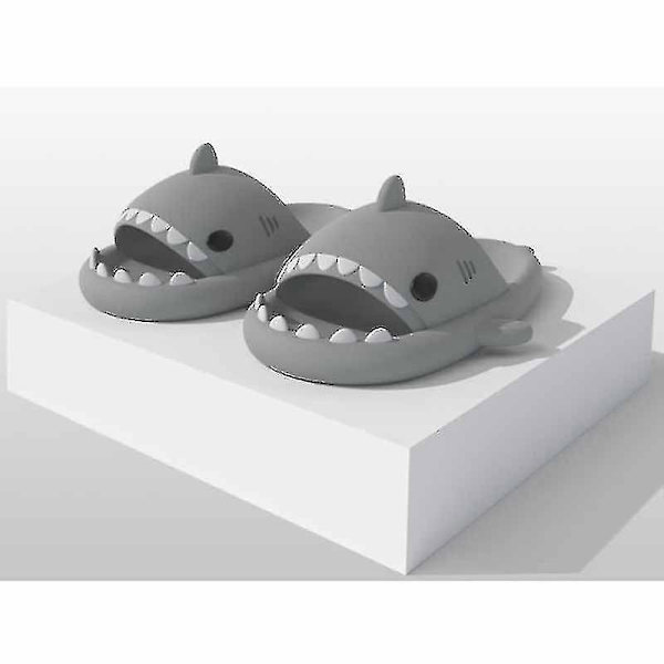 Shark Tofflor Halkfria duschtofflor Badrumstofflor Mjuka sommarsandaler för flickor och pojkar Nyhet grey 44 45