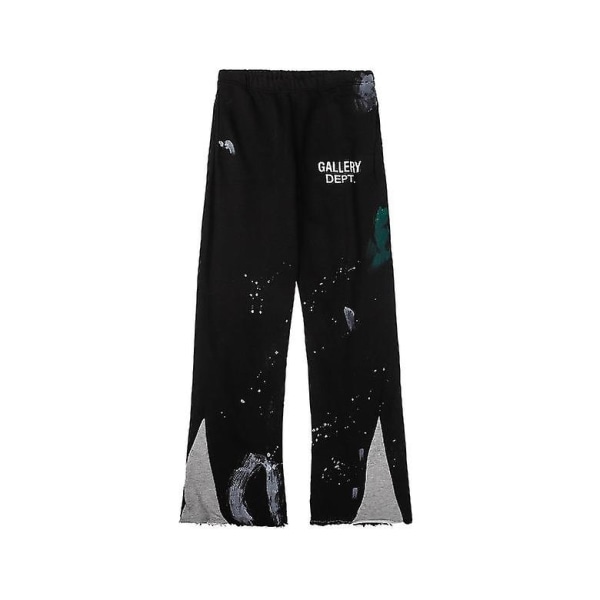 Gallery Dept Sprickled Graffiti Guard Byxor Raka jeans män och kvinnors casual Black S