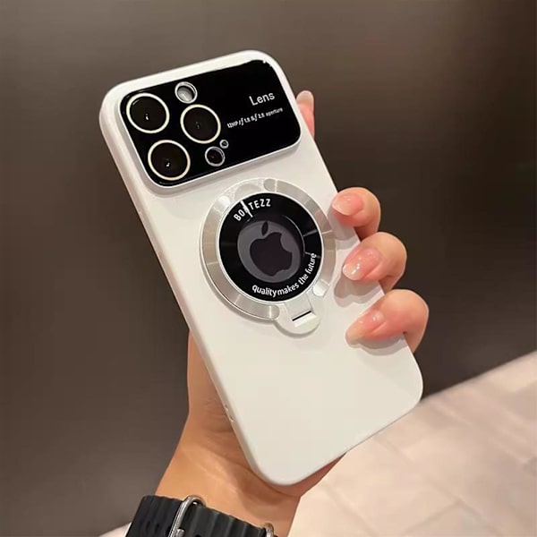 Case kompatibelt med Iphone 15 Pro Max/15 Pro, Matt PC Stort phone case med läckageetikett magnetiskt fäste White For iPhone 15 Pro Max-15 Ultra