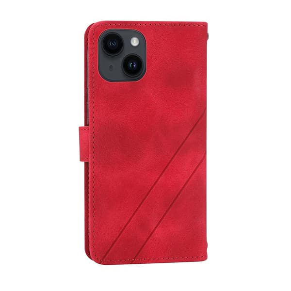 Case med präglat linje för iPhone 15 Red