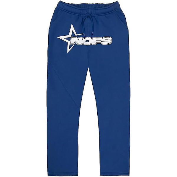 Nofs Streetwear träningsoveraller för män , Letters Printless Hoodies And Sweatpants Y2k Herr, Hip Hop Byxor Blue M