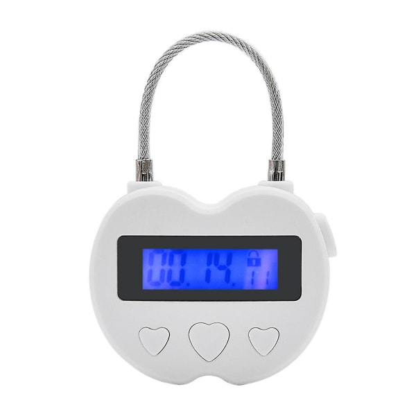 Smart Time Lock Lcd Display Time Lock Multifunktion elektronisk timer, vattentät USB Uppladdningsbar Te white none