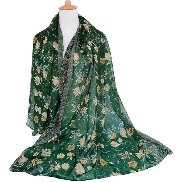 Lättviktshalsdukar Mode Blommor Print Kvinnor Bomull Wrap Scarf Huvud Sjal Julklapp
