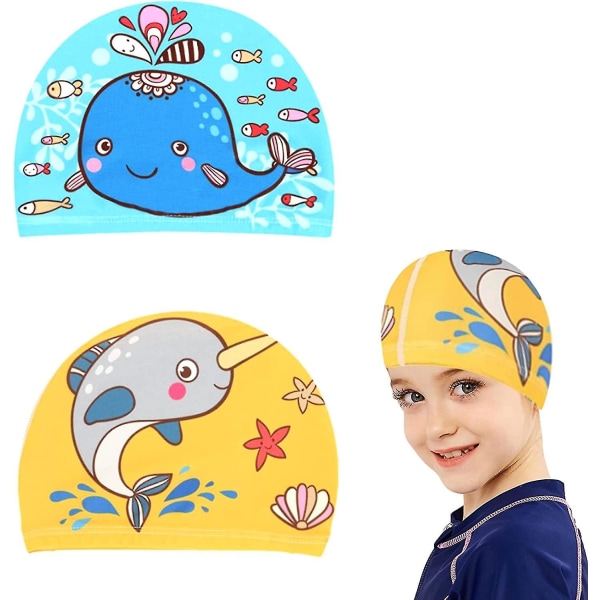 2 st Söta badmössor för barn tävling badmössor Tecknad elastisk cap i polyester Cap för pojkar Flickor 1-8 år, 7,7 X