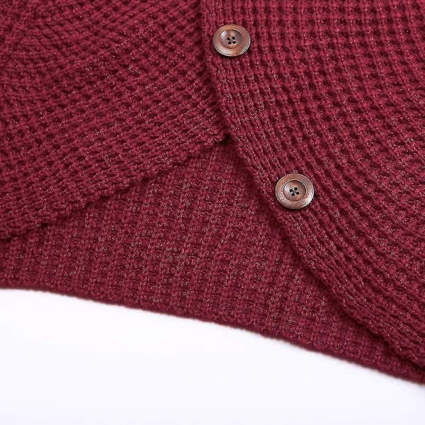 Vinter Lös Turtleneck Tröja Långärmad Knapp Casual Pullover För Kvinnor Red M
