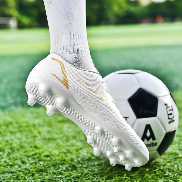 Fotbollsskor för herr Fotbollsskor med hög ankel för vuxna Grästräning Sport Skor Sneakers Yj2209-1A White 47