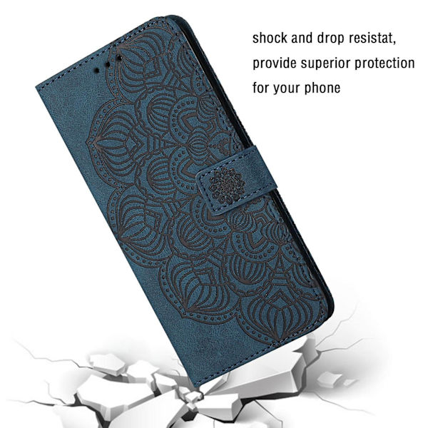 Mandala-präglat case till iPhone 15 Plus Blue