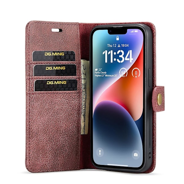 Crazy Horse Case för iPhone 15 Plus Red
