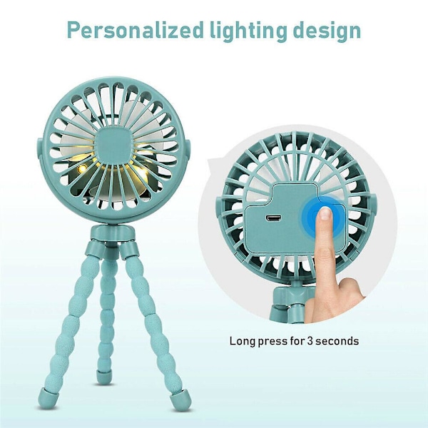 USB Fläkt Flexibel Octopus Clip-on Mini Fläkt Led Handheld Fläktar För Baby Blue